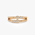 14k Gold Diamond Round Cut Double Row Bezel Setting Ring 0.16 ctw