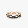 14k Gold Round Black Diamond 0.64ctw Micro Pave Intertwined Infinity Ring