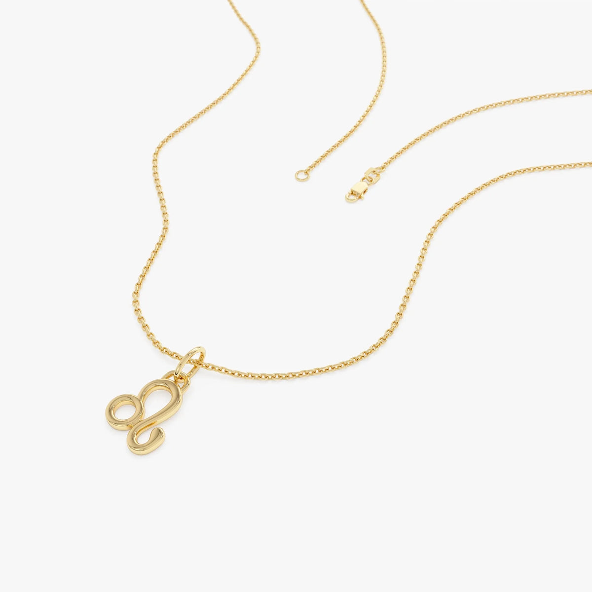 14k Solid Gold Leo Zodiac Charm Pendant Necklace