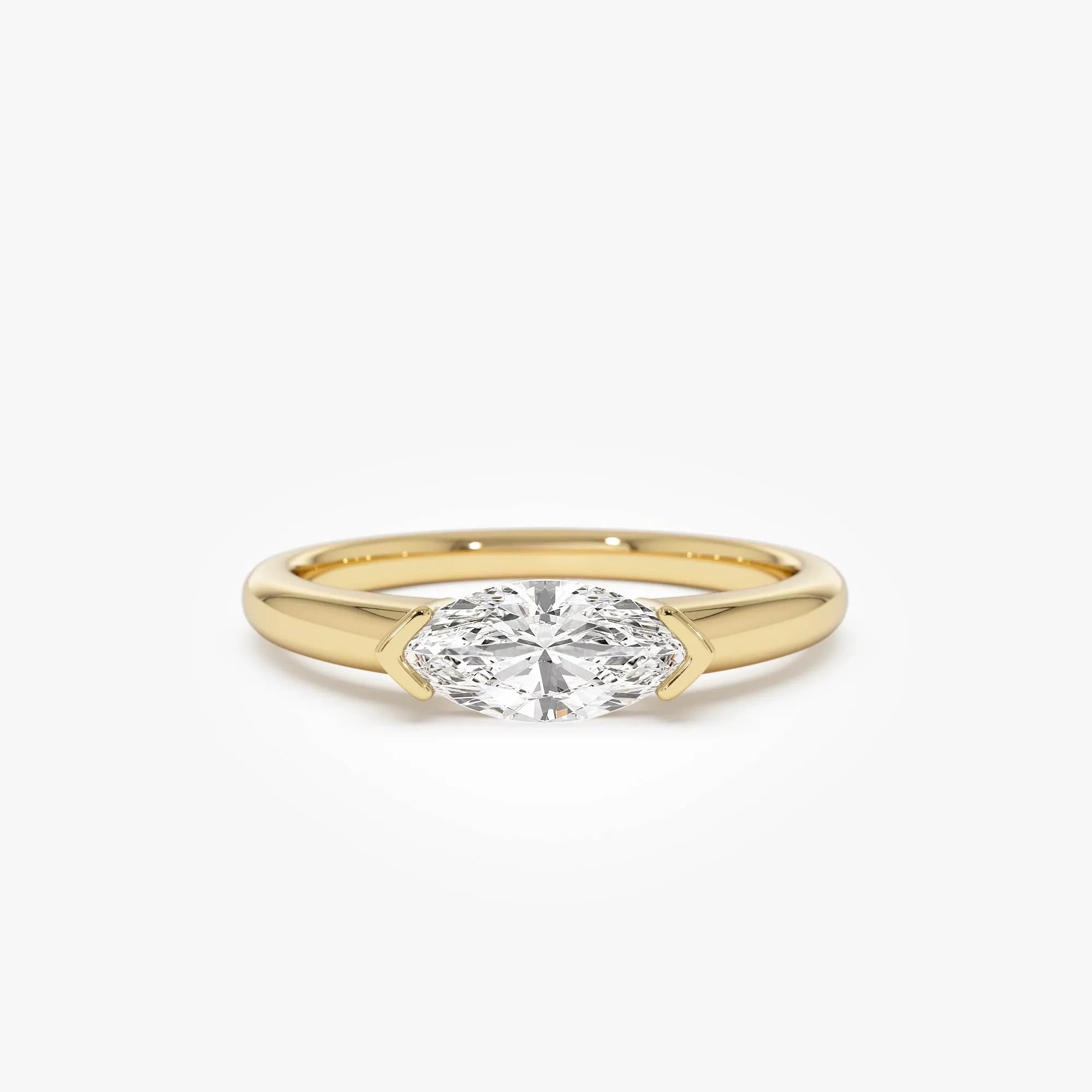 14k Gold 0.75 Carat Marquise Lab Grown Diamond East-West Engagement Ring