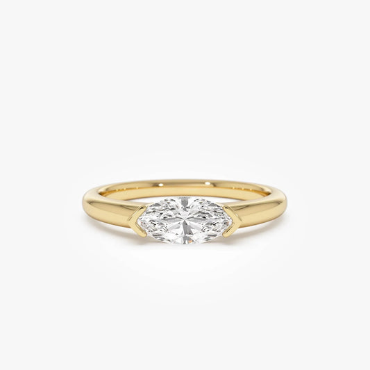 14k Gold 0.75 Carat Marquise Lab Grown Diamond East-West Engagement Ring