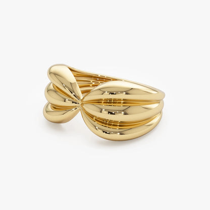 14k Solid Gold Bold Sculpted Dome Ring