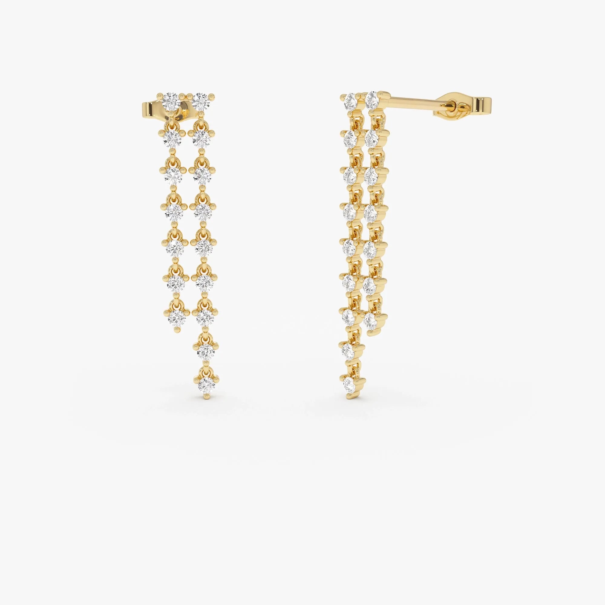 14k Gold Diamond Round Cut Chandelier Earrings 0.65 ctw