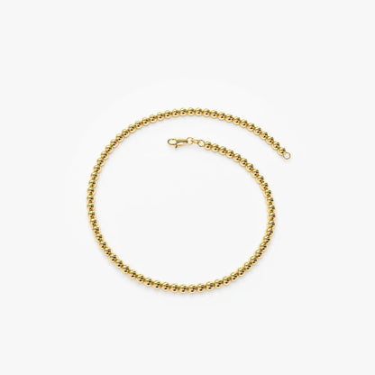 14K Solid Gold 2.5MM Beaded Chain Layering Bracelet