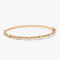 14K Solid Gold 0.35 CTW Round Diamond Beaded Bangle