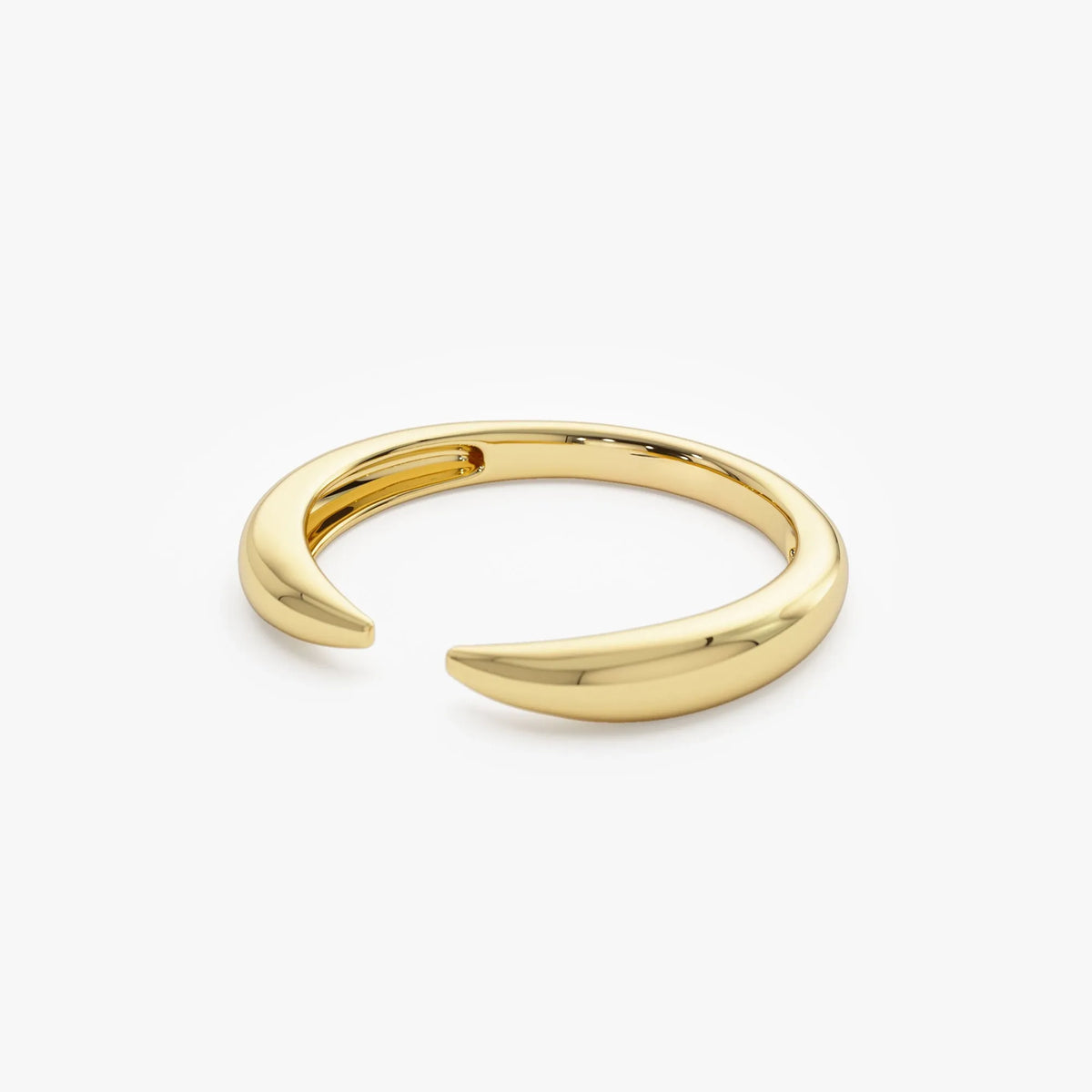 14k Solid Gold Open Claw Cuff Ring 3mm Minimalist Stackable Band