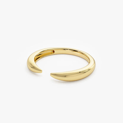 14k Solid Gold Open Claw Cuff Ring 3mm Minimalist Stackable Band