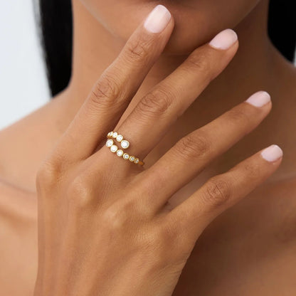 14k Gold Round Diamond 0.35 ctw Bypass Curve Bezel Setting Ring
