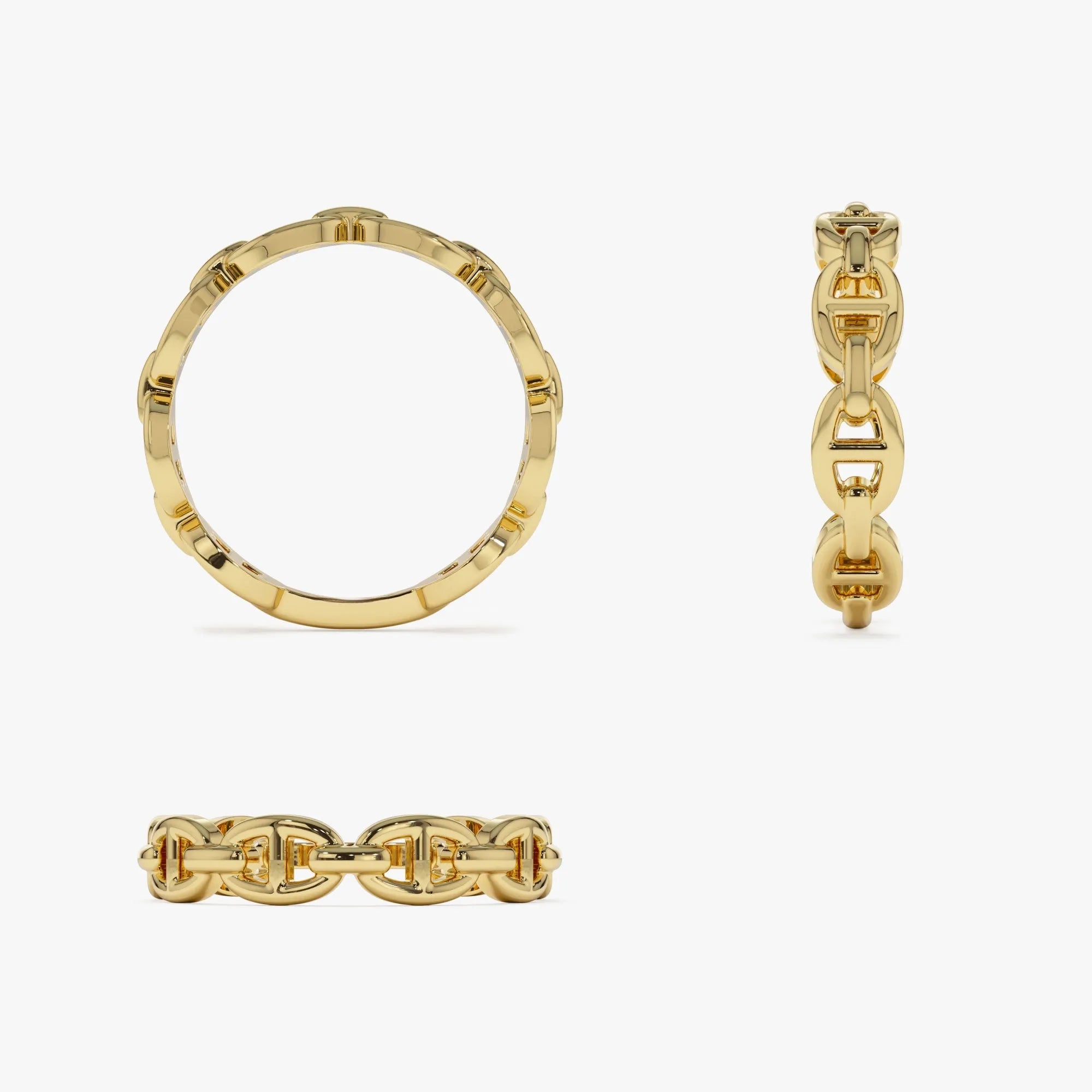 14k Solid Gold Mariner Chain Link Band Ring