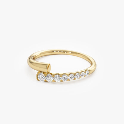 14k Gold 0.23ctw Round Diamond Pave Bypass Ring