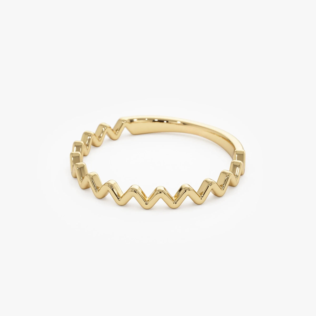 14k Solid Gold High and Low Zig Zag Stackable Band Ring