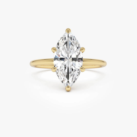 14k Gold 2.10 Ctw Marquise Lab Grown Diamond Hidden Halo Engagement Ring