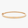 14K Solid Gold 0.22 CTW Round Diamond Flat Flush Setting Stacking Bangle