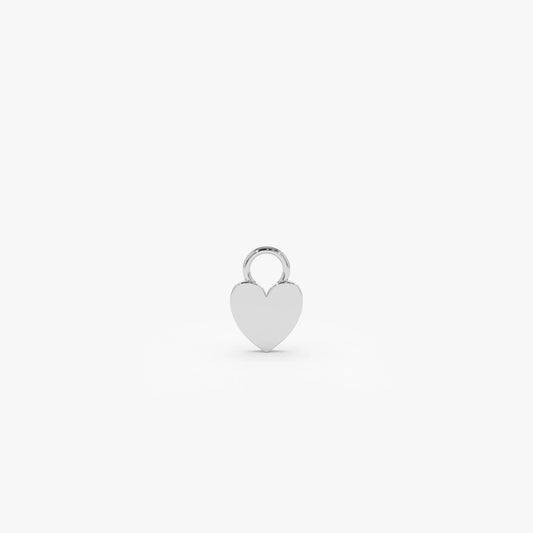 14k Solid Gold Flat Heart Shaped Charm for Hoop Earrings