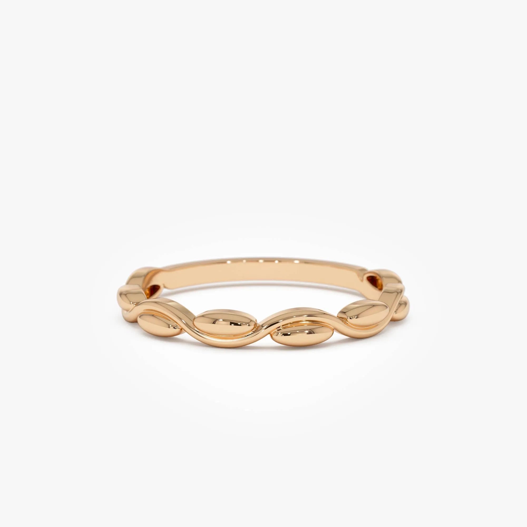 14k Gold Oval Link Ring 2.4mm Wide Graduated Band