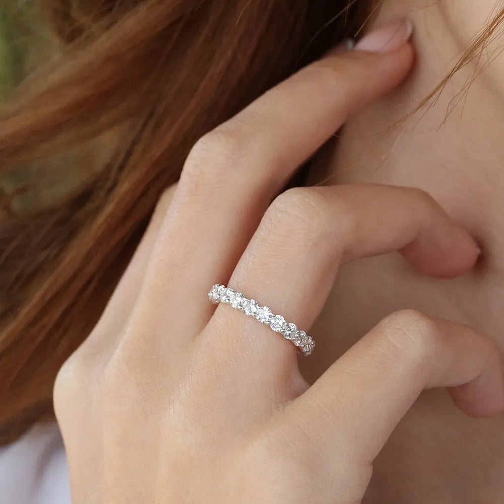 14k Gold Round Diamond Full Eternity Ring Basket Setting 2.25ctw