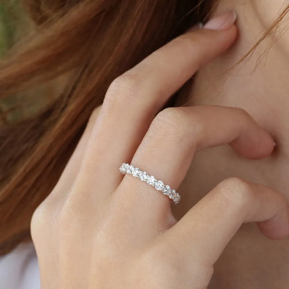 14k Gold Round Diamond Full Eternity Ring Basket Setting 2.25ctw