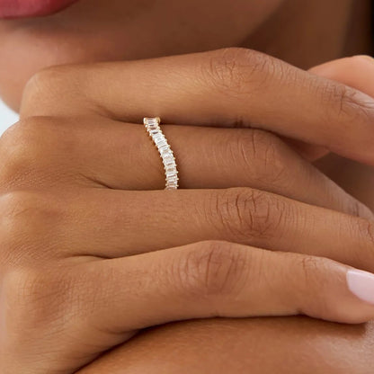 14k Gold Diamond Baguette Ring Wave Design 0.60 ctw