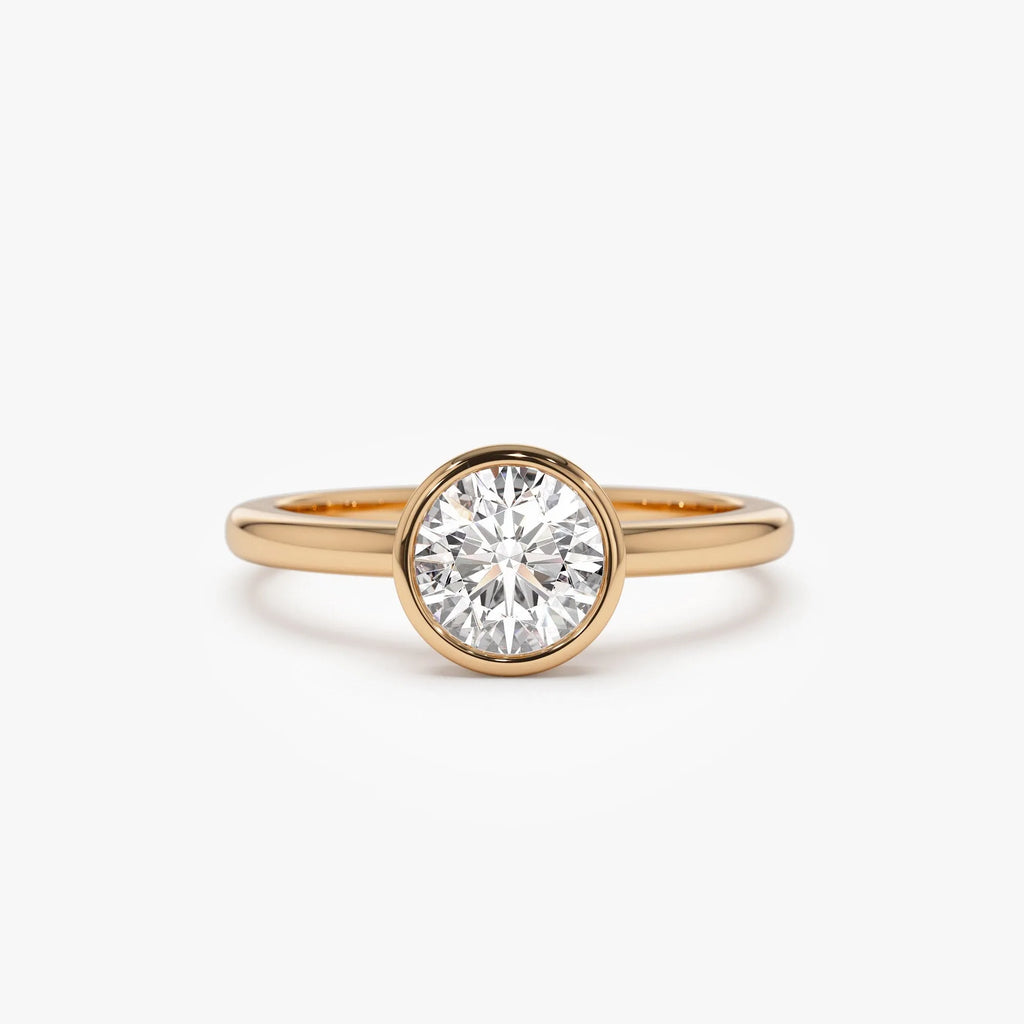 14k Gold Lab Grown Diamond Round Bezel Setting Engagement Ring 0.75 to 1.50 ctw