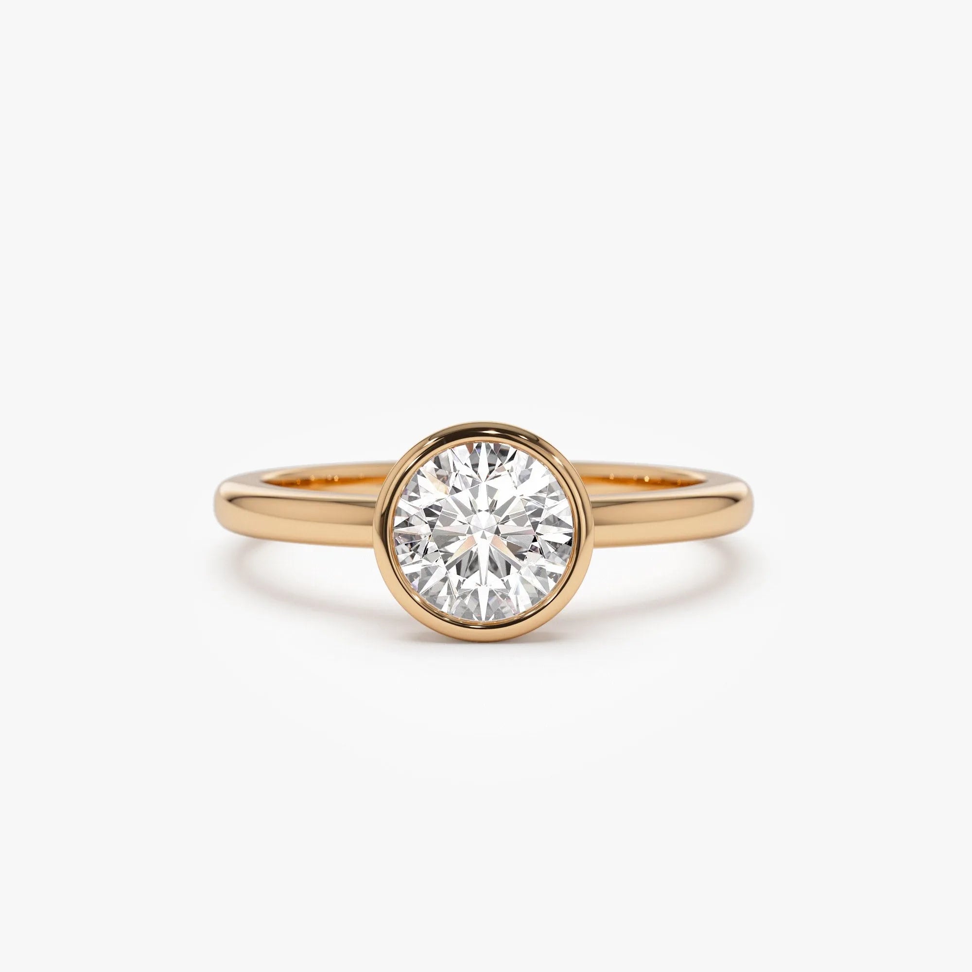14k Gold Lab Grown Diamond Round Bezel Setting Engagement Ring 0.75 to 1.50 ctw