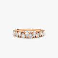14k Gold 0.67 Carat Pear Shape Diamond Half Eternity Prong Setting Band