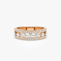 14k Solid Gold Marquise and Round Diamond 0.61 Carat Multi Band Ring