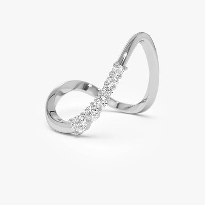 14k Gold Diamond Round Cut Open Twist Ring 0.30 ctw