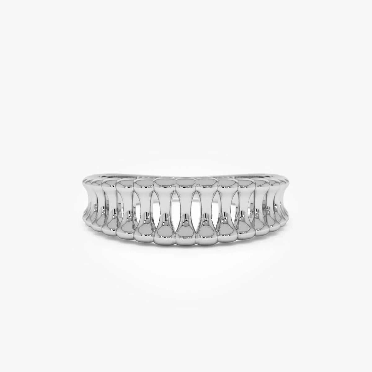 14k Gold Sculptural Wide Band Ring Wide Graduated Statement Band