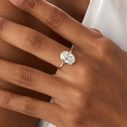 14k Gold 2.00 Carat Oval Lab Grown Diamond Claw Prong Engagement Ring IGI Certified