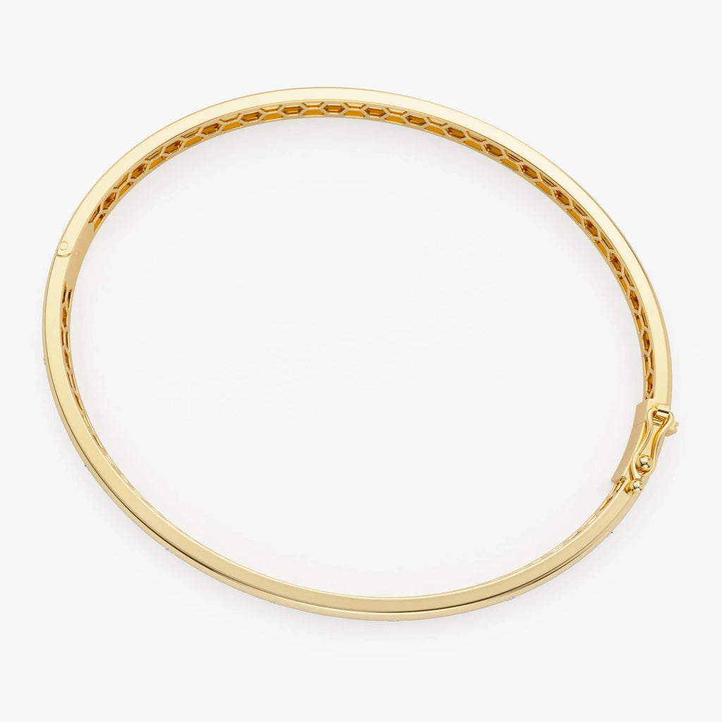 14K Solid Gold 0.24 CTW Round Diamond Dome Star Setting Bangle
