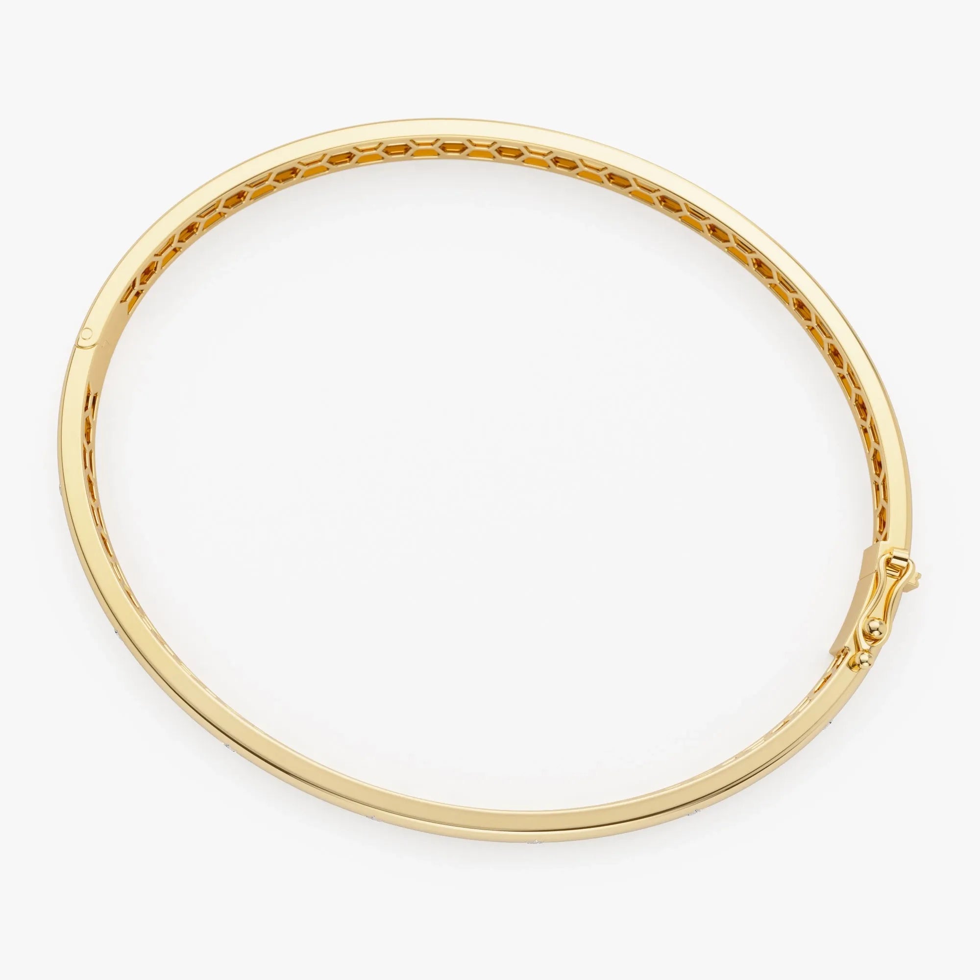 14K Solid Gold 0.24 CTW Round Diamond Dome Star Setting Bangle