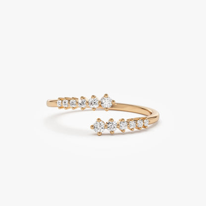 14k Gold Diamond Round Cut Wrapped Ring 0.24 ctw