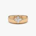14k Solid Gold 0.30ctw Round Diamond Chunky Clover Ring