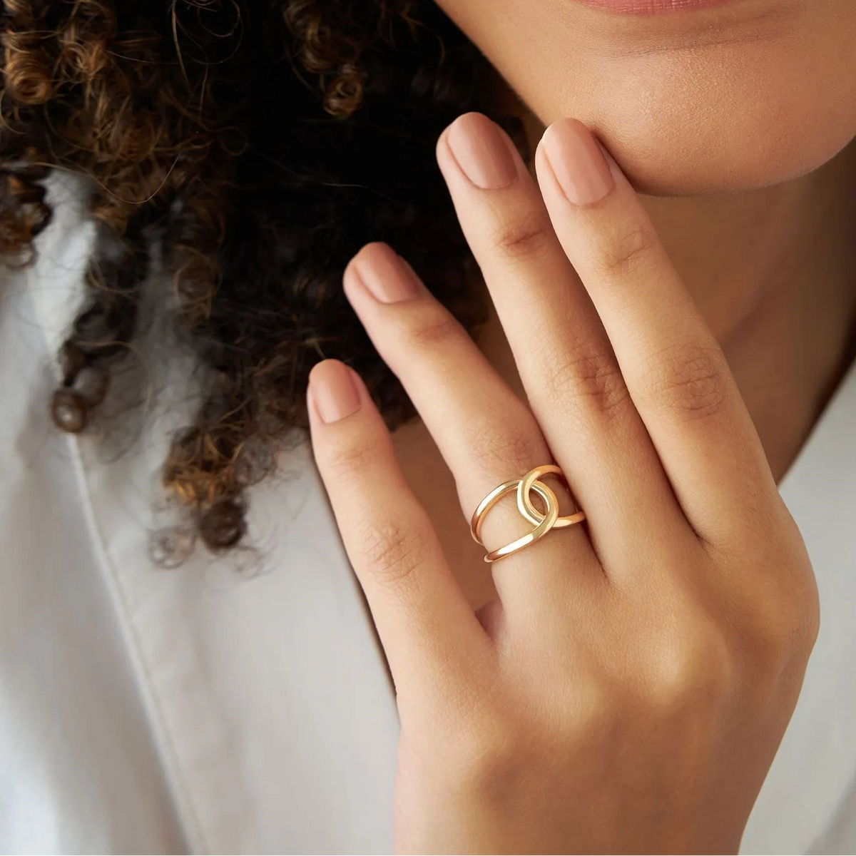 14k Solid Gold Infinity Knot Wide Statement Ring