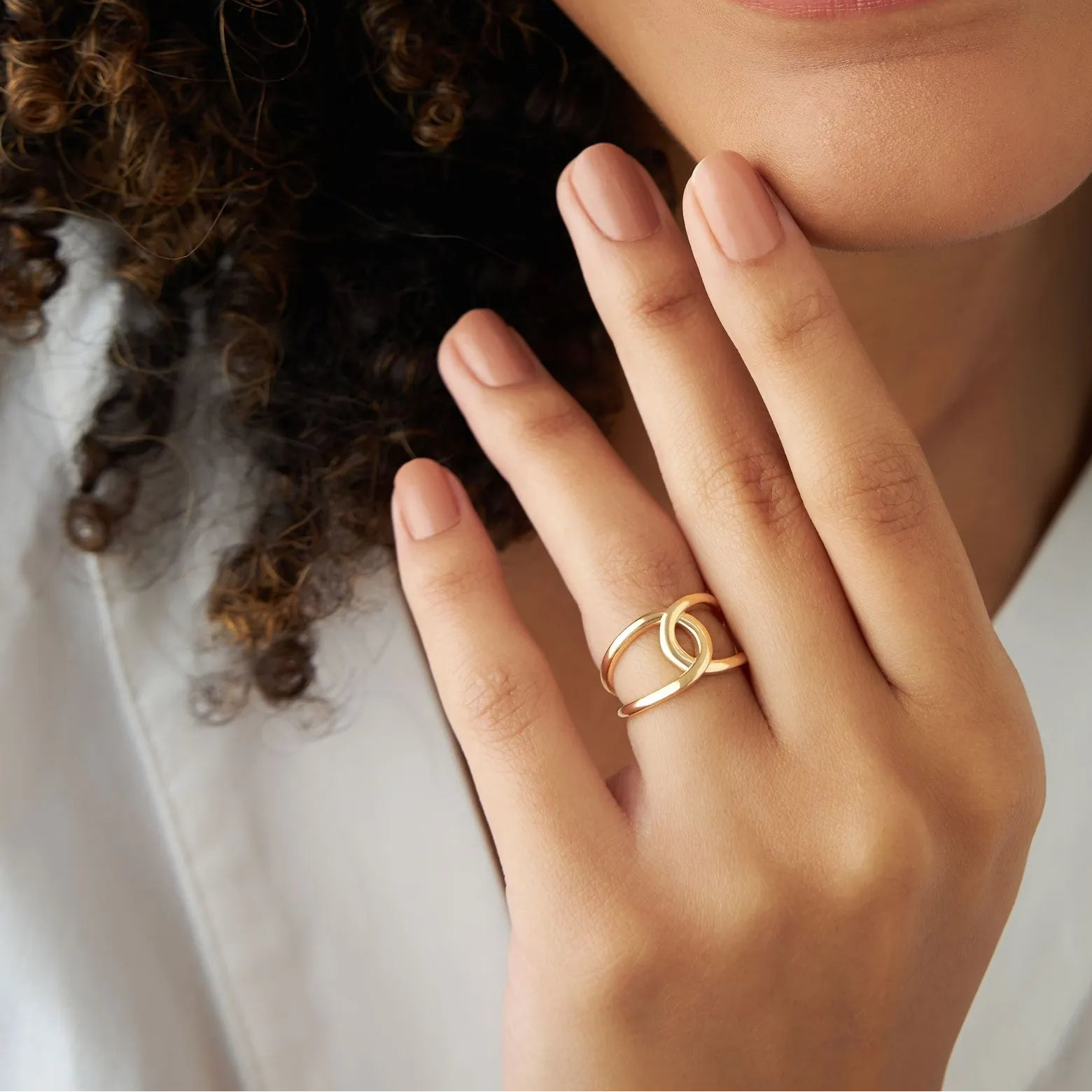 14k Solid Gold Infinity Knot Wide Statement Ring