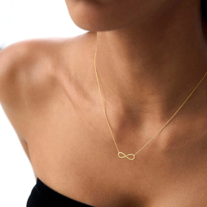 14k Solid Gold Twist Rope Infinity Pendant Necklace