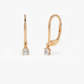 14k Gold Diamond Round Cut Lever Back Earrings Prong Setting 0.16 ctw