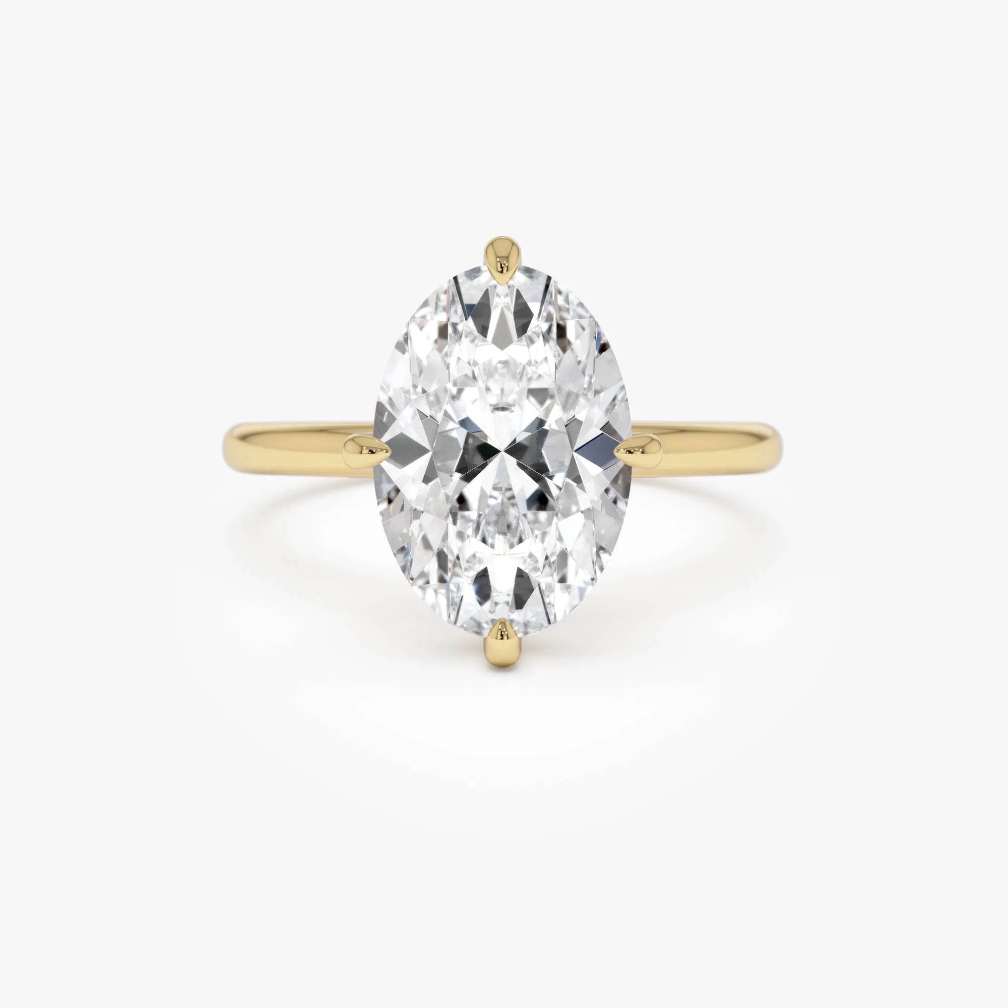 14k Gold 3.00 Carat Oval Lab Grown Diamond Engagement Ring Prong Setting