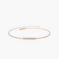 14K Solid Gold Round Diamond Bar Bracelet Micro Pave 0.09 Carat