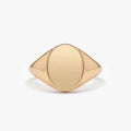 14K Gold Oval Signet Ring Engravable Personalized Initial Handcrafted Custom Jewelry
