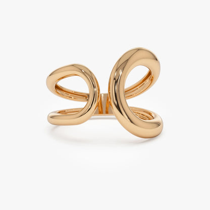 14k Solid Gold Bold Graduated Wide Band Statement Ring