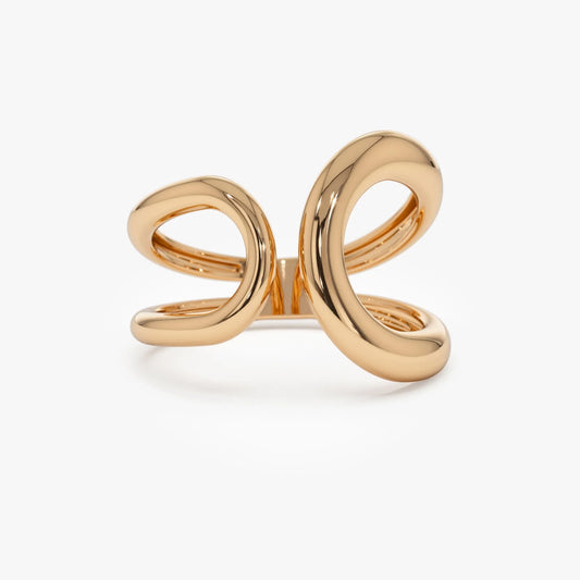 14k Solid Gold Bold Graduated Wide Band Statement Ring