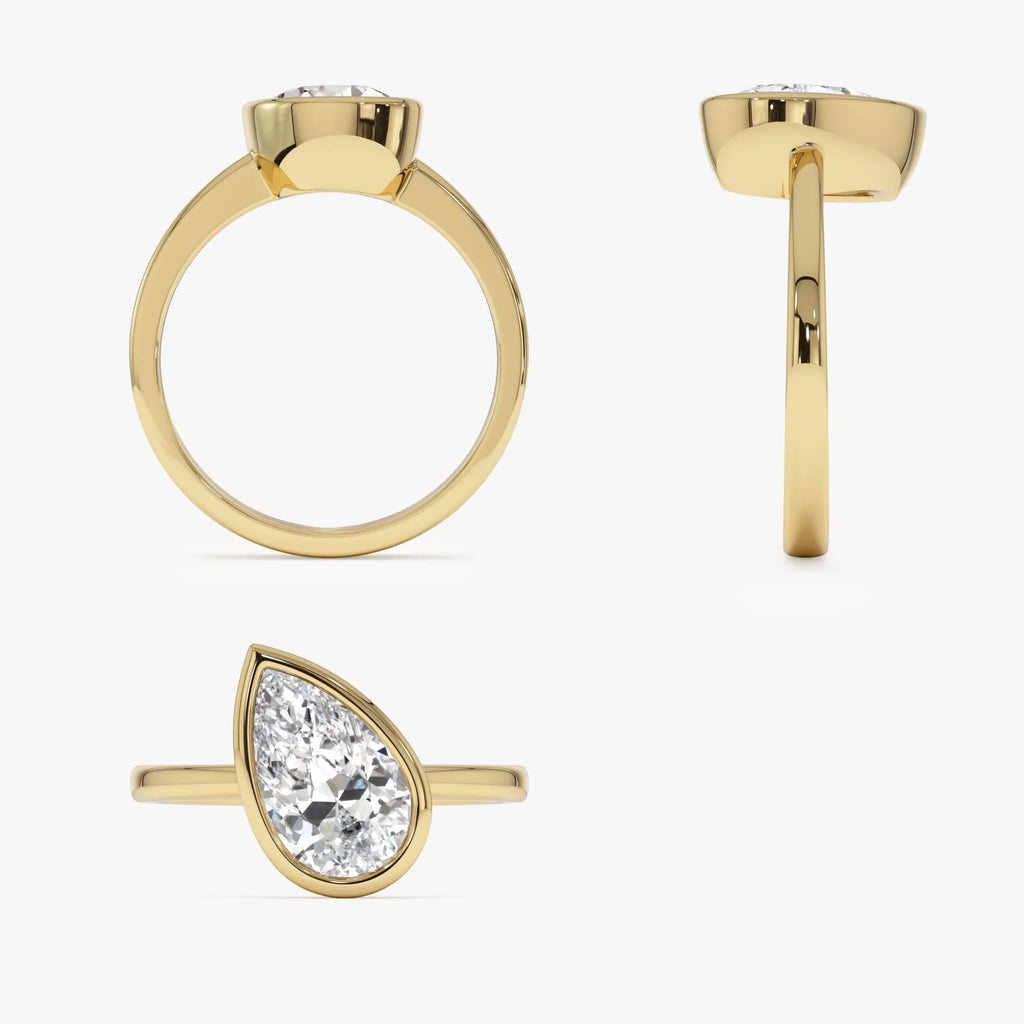 14k Gold 1.50ctw Pear Shaped Lab Grown Diamond Unique Engagement Ring Pia