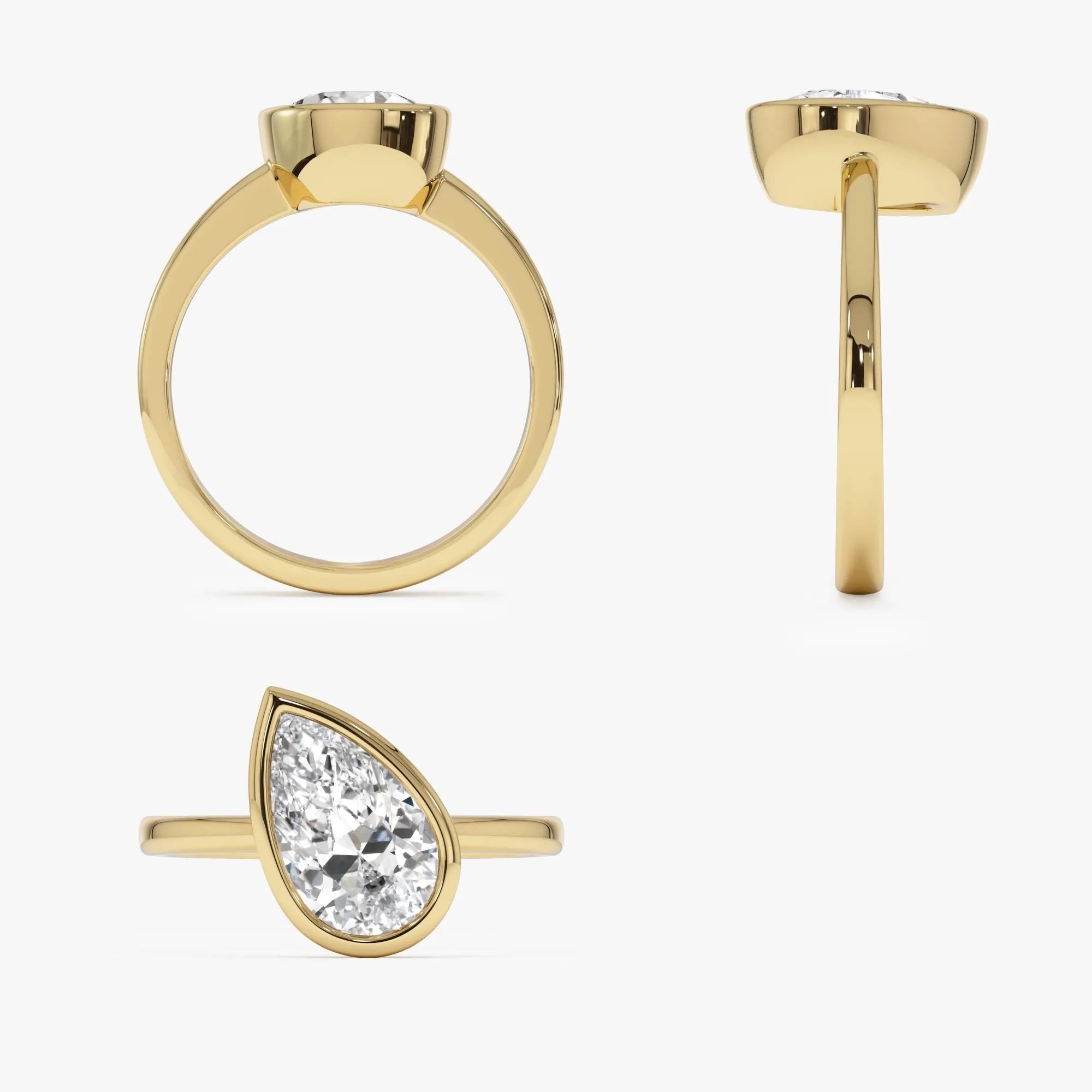 14k Gold 1.50ctw Pear Shaped Lab Grown Diamond Unique Engagement Ring Pia