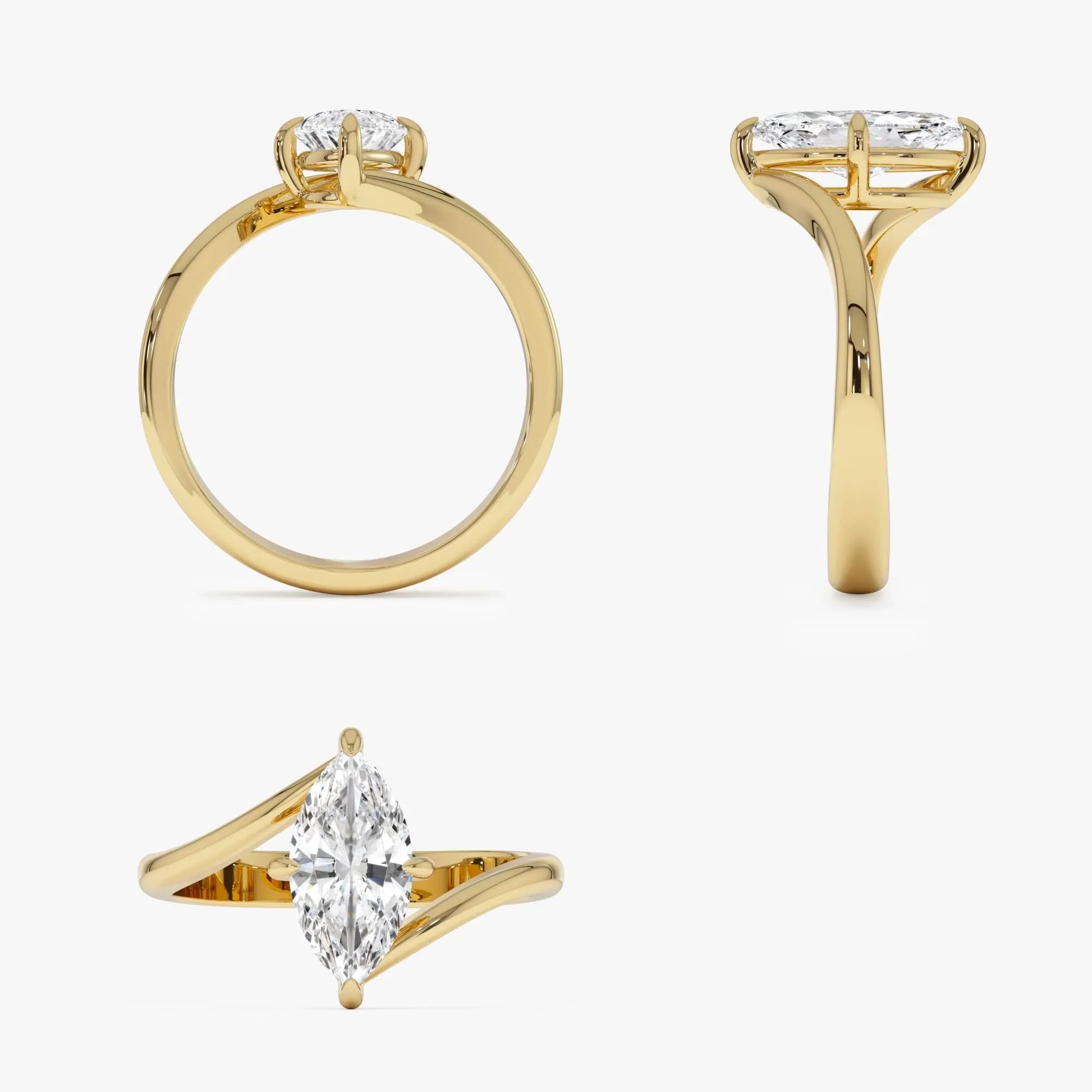 14k Gold 1.50 Ctw Lab Grown Diamond Marquise Bypass Setting Engagement Ring Leda