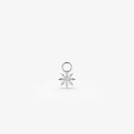 14k Gold Diamond Spiked Star Hoop Charm for Earrings 0.03 ctw