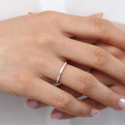 14k Gold 0.55 Carat Princess Cut Diamond Half Eternity Channel Set Ring