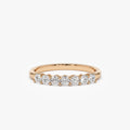 14k Solid Gold Round Diamond 7 Stone Shared Prong Basket Setting Band 0.40ctw