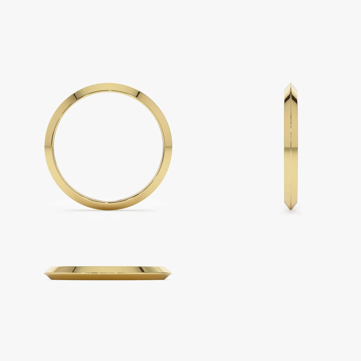14k Gold Knife Edge Wedding Band Wide Plain Ring