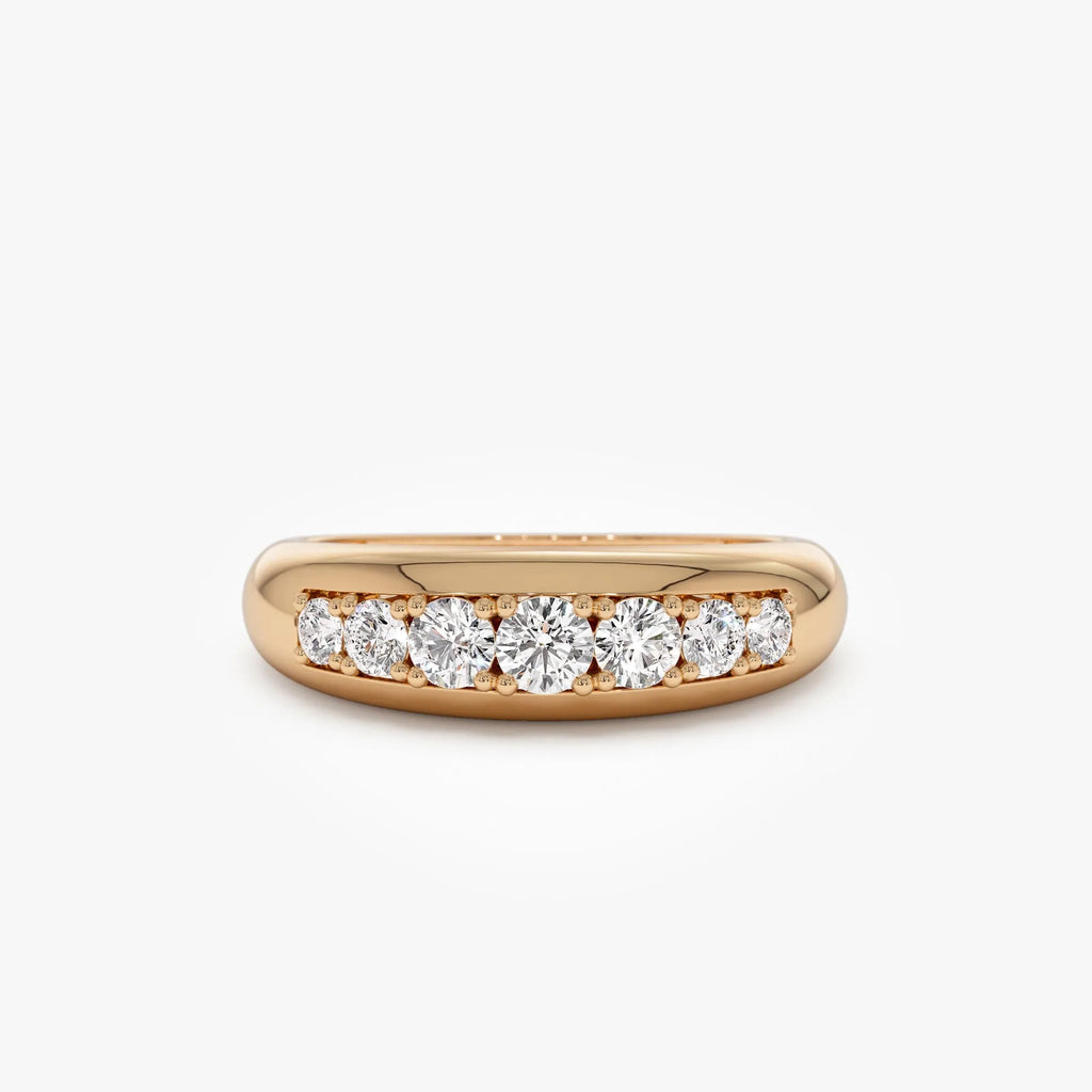 14k Solid Gold Round Diamond 0.45 Carat Dome Ring